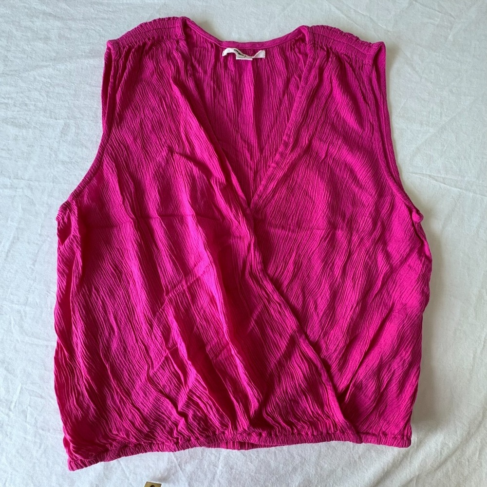 O'Neill Womens Fuchsia Pink Surplice Neck Ashlee Woven‎ Blouse Top Size Small